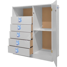 Cargar imagen en el visor de la galería, Comoda / Cajonera / Chifonier Infantil Armada - 5 Cajones + Puerta + Estante
